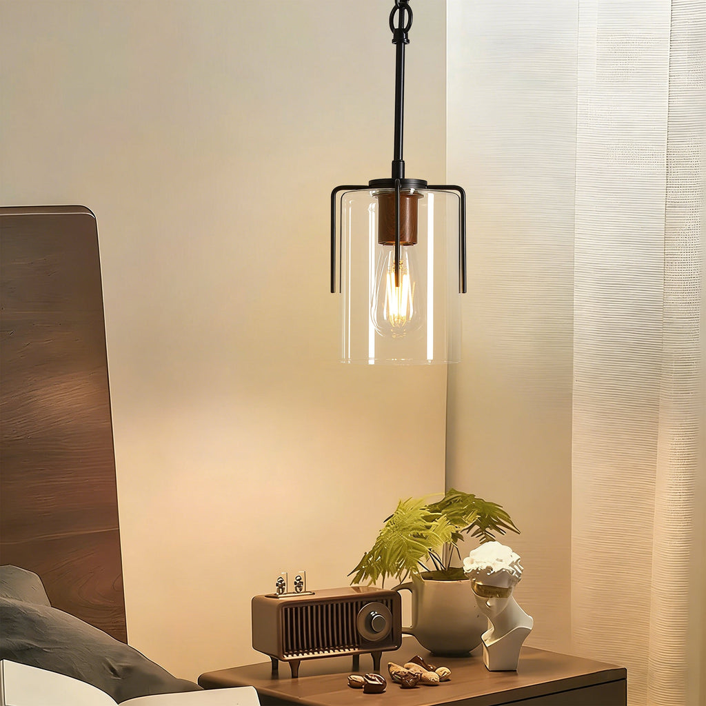 Modern Industrial Pendant Light with Clear Glass Shade