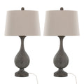 Cipolla Farmhouse Table Lamp Set | Faux Wood Teardrop Table Lamp Set of 2