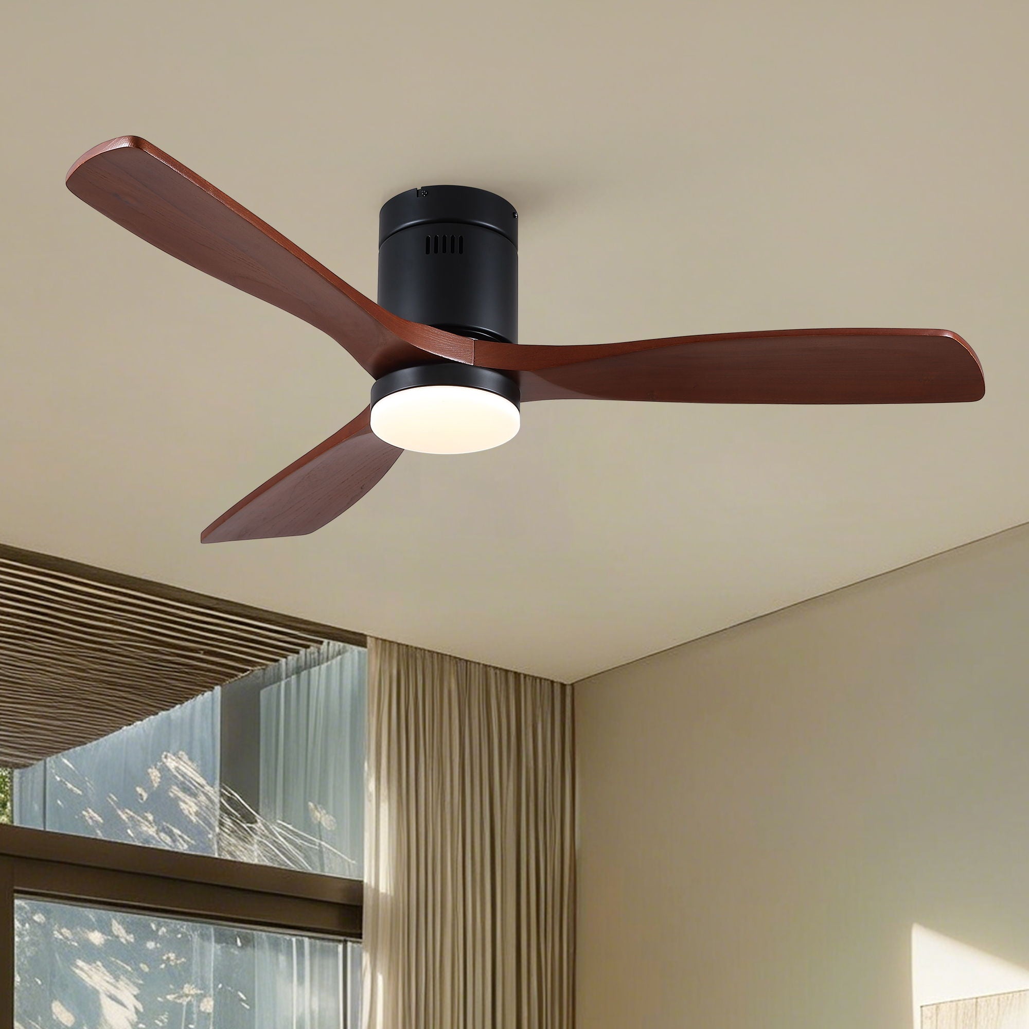 Low Profile LED Ceiling Fan | Flush Mount Ceiling Fan with Integrated Light