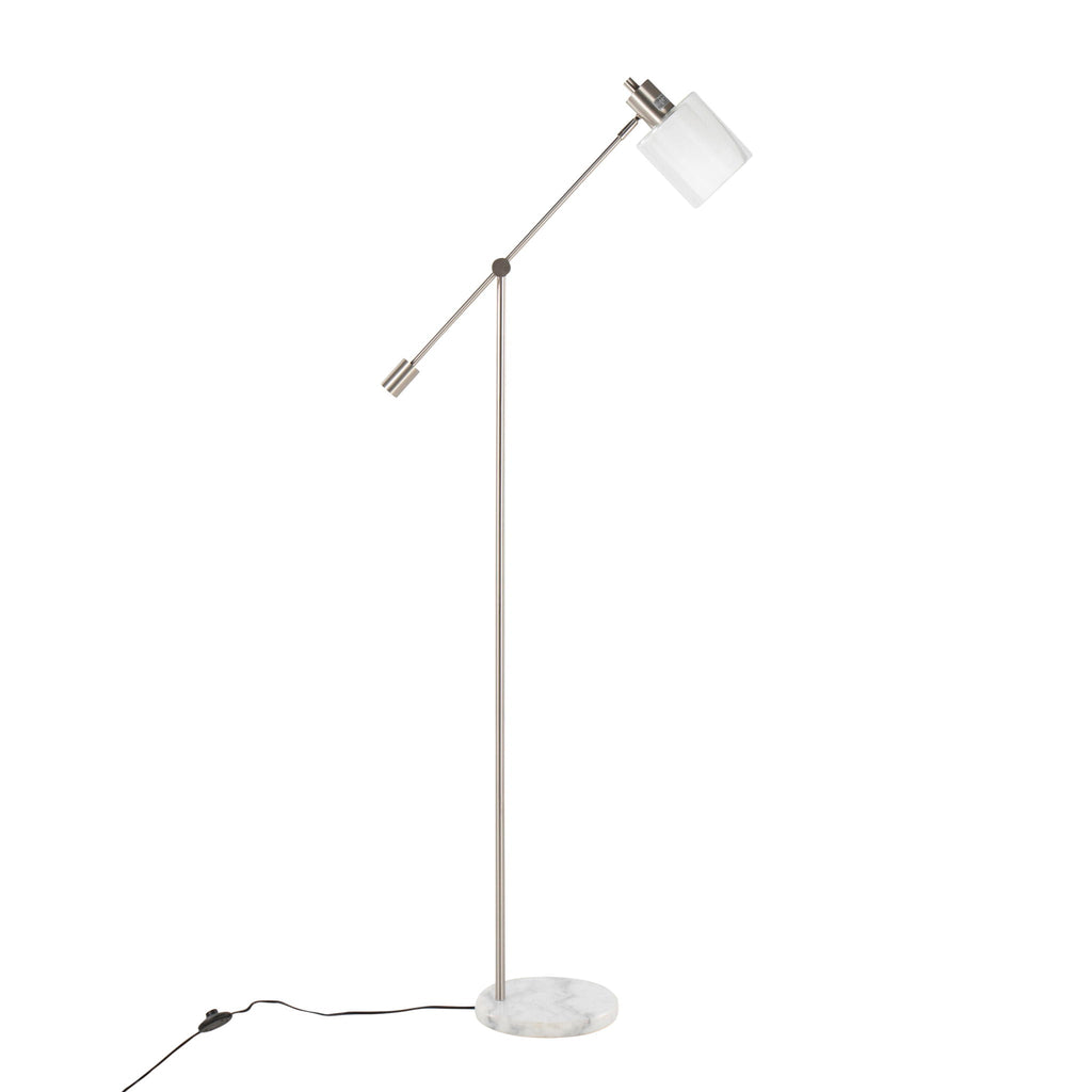 Marcel Floor Lamp | Marble Base & Glass Shade Contemporary Floor Lamp
