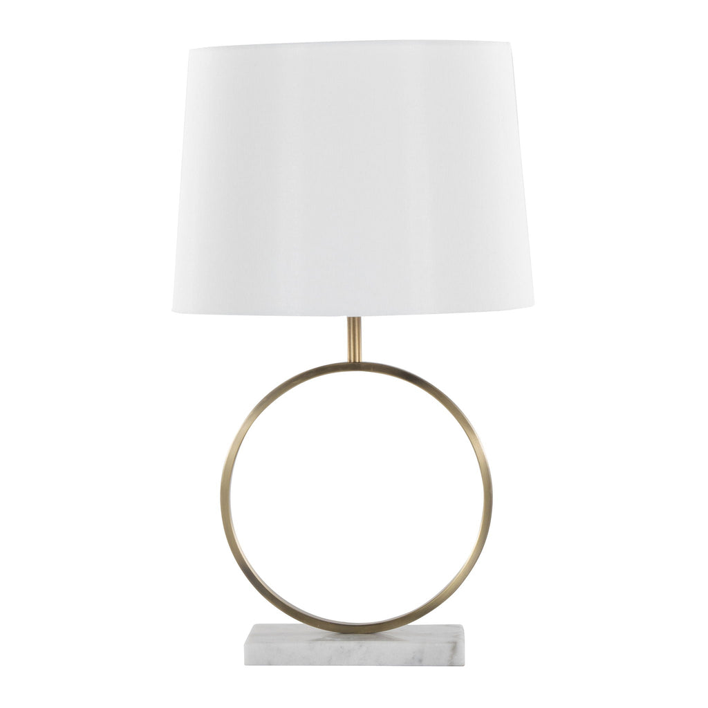 Moon Table Lamp | Marble Base & Gold Ring Contemporary Table Lamp