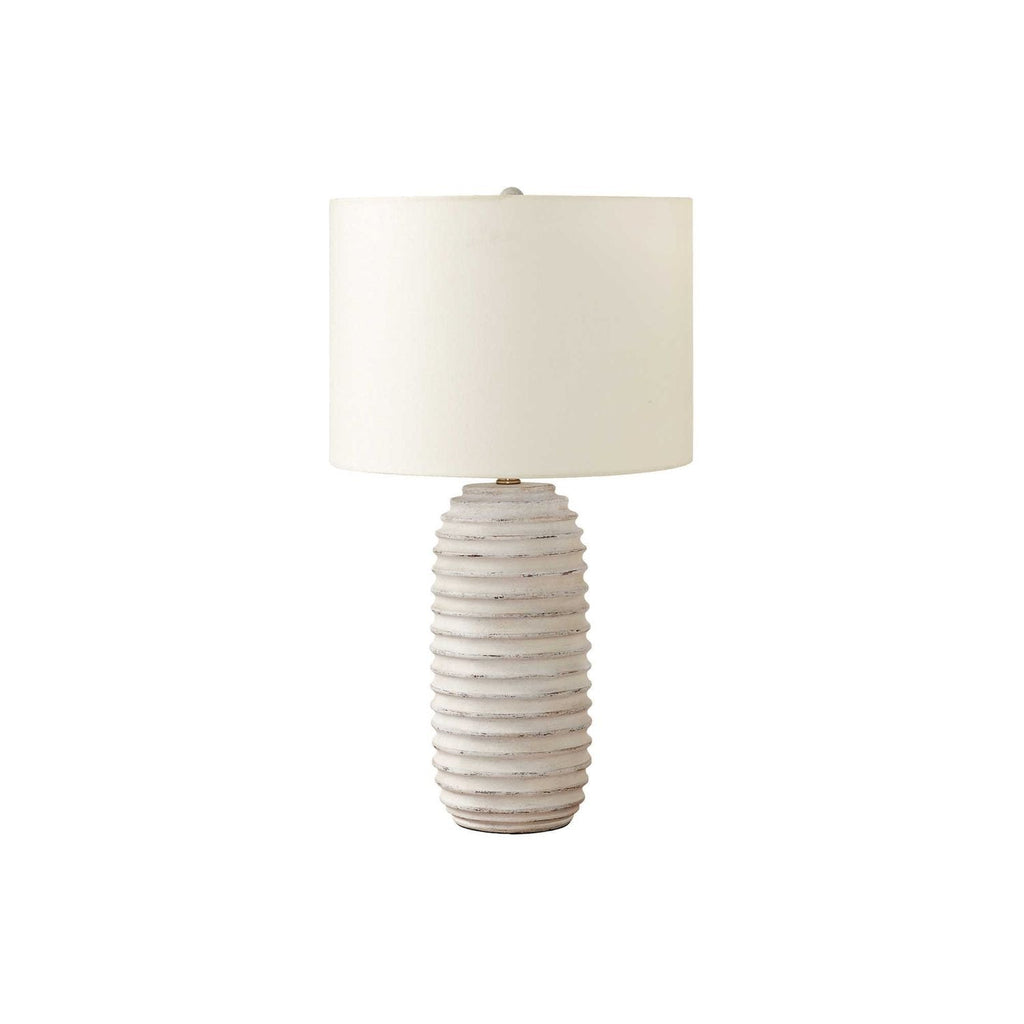 Beehive Resin Table Lamp | Ridged Cream Resin Transitional Table Lamp