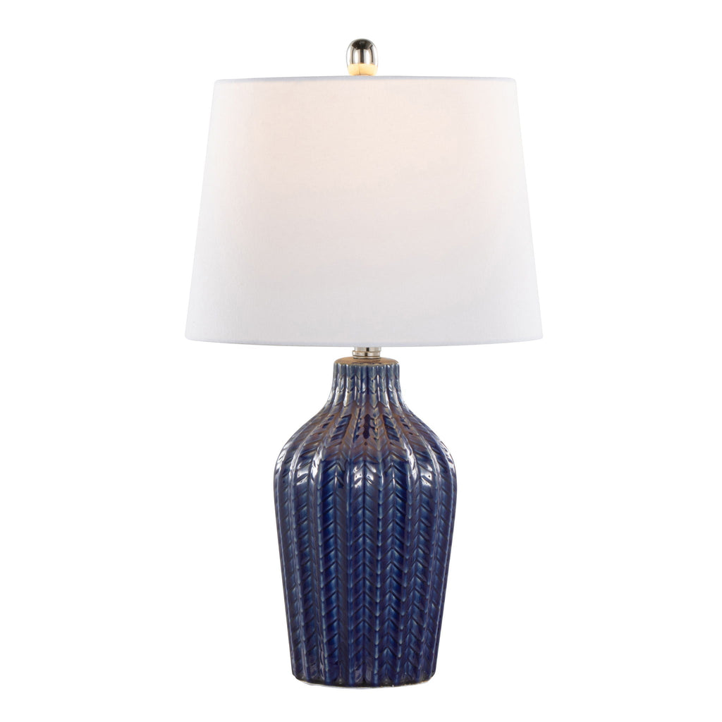 Rockwell Chevron Ceramic Table Lamp Set | Glossy Patterned Table Lamp Set of 2