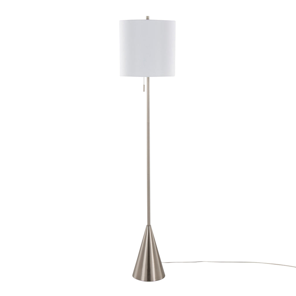 64" Contemporary Metal Floor Lamp in Brushed Nickel