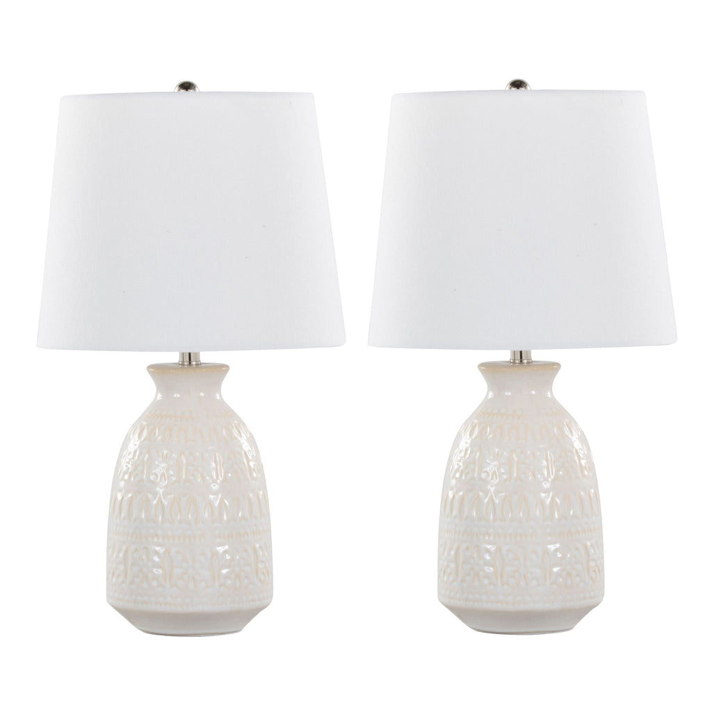 Claudia Vase Table Lamp Set | Textured Ceramic Table Lamp Set of 2