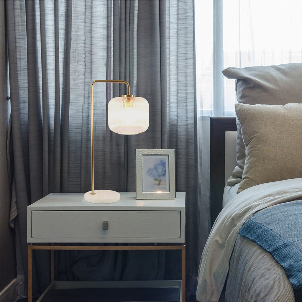 Haven Clear Glass Table Lamp | Glass & Gold Metal Contemporary Table Lamp