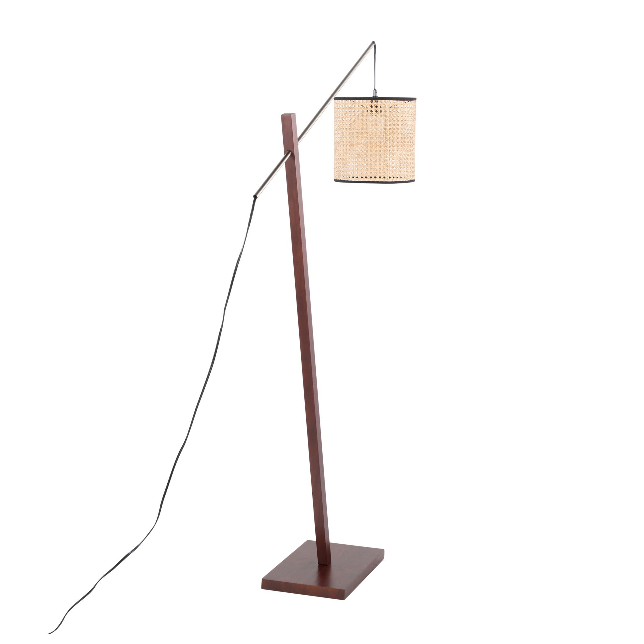 Arturo Wood & Rattan Floor Lamp | Natural Wood Base Floor Lamp