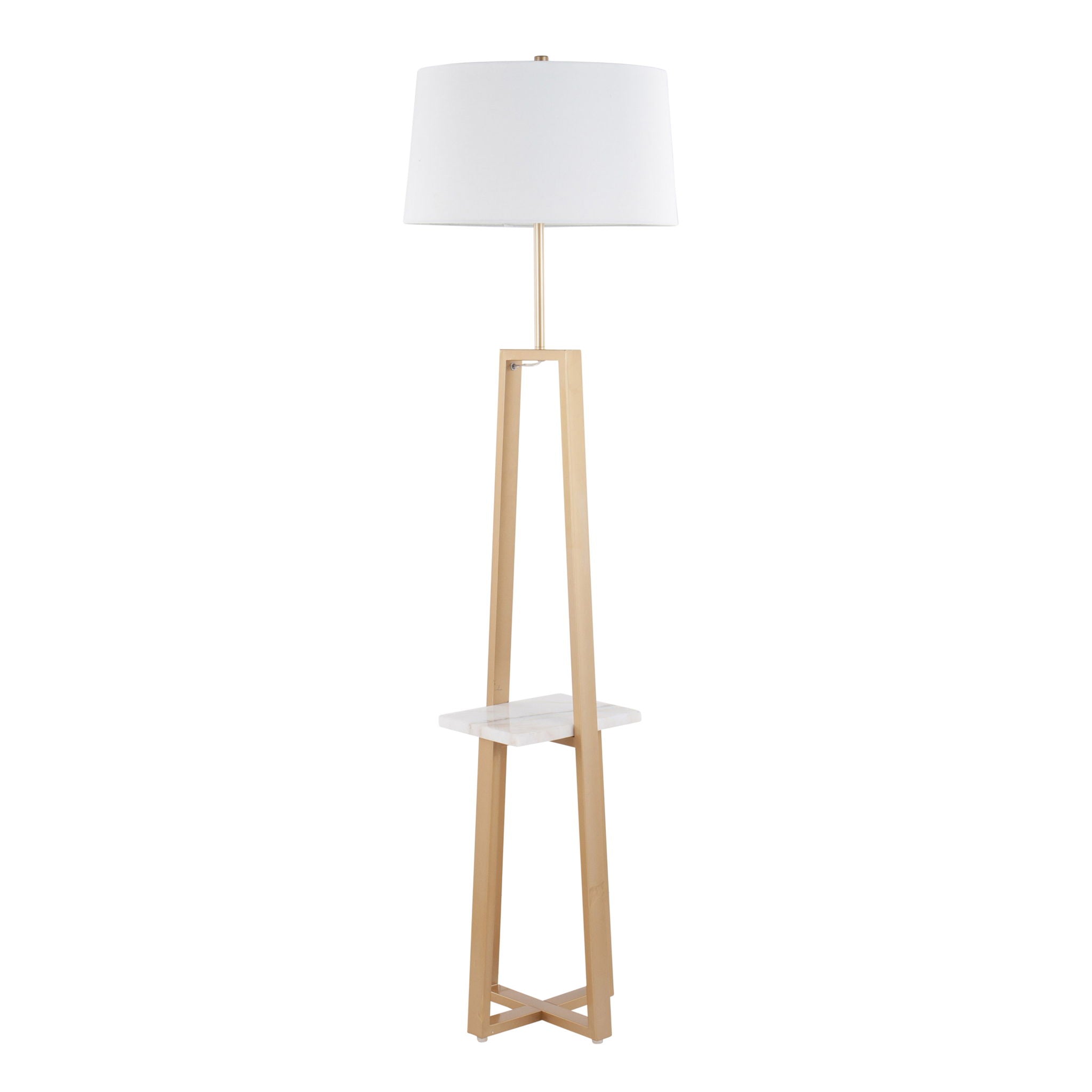 Cosmo Shelf Floor Lamp | Geometric Base Floor Lamp with Integrated Shelf