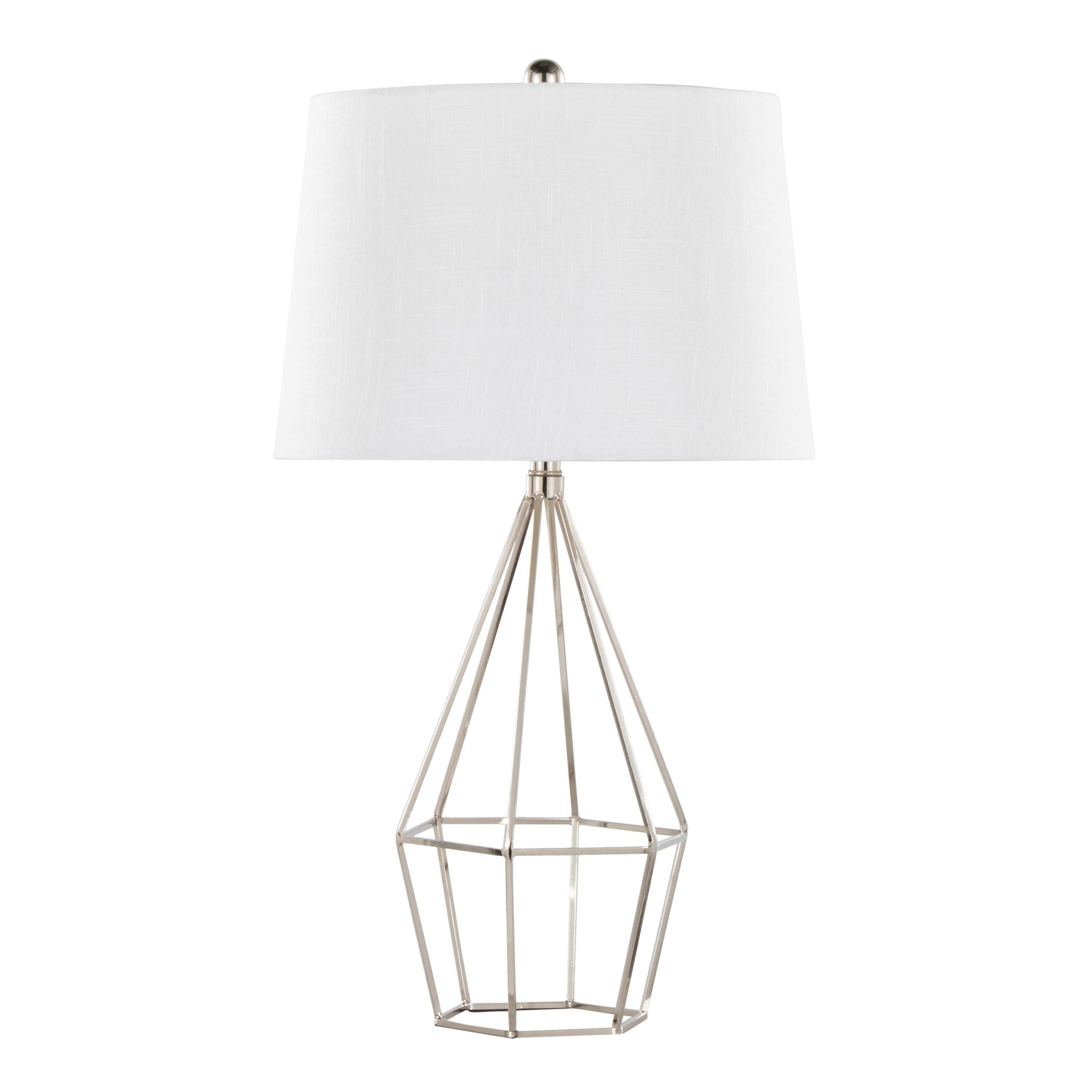 Diana Table Lamp Set | Polished Nickel & Black Satin Contemporary Lamp Set of 2