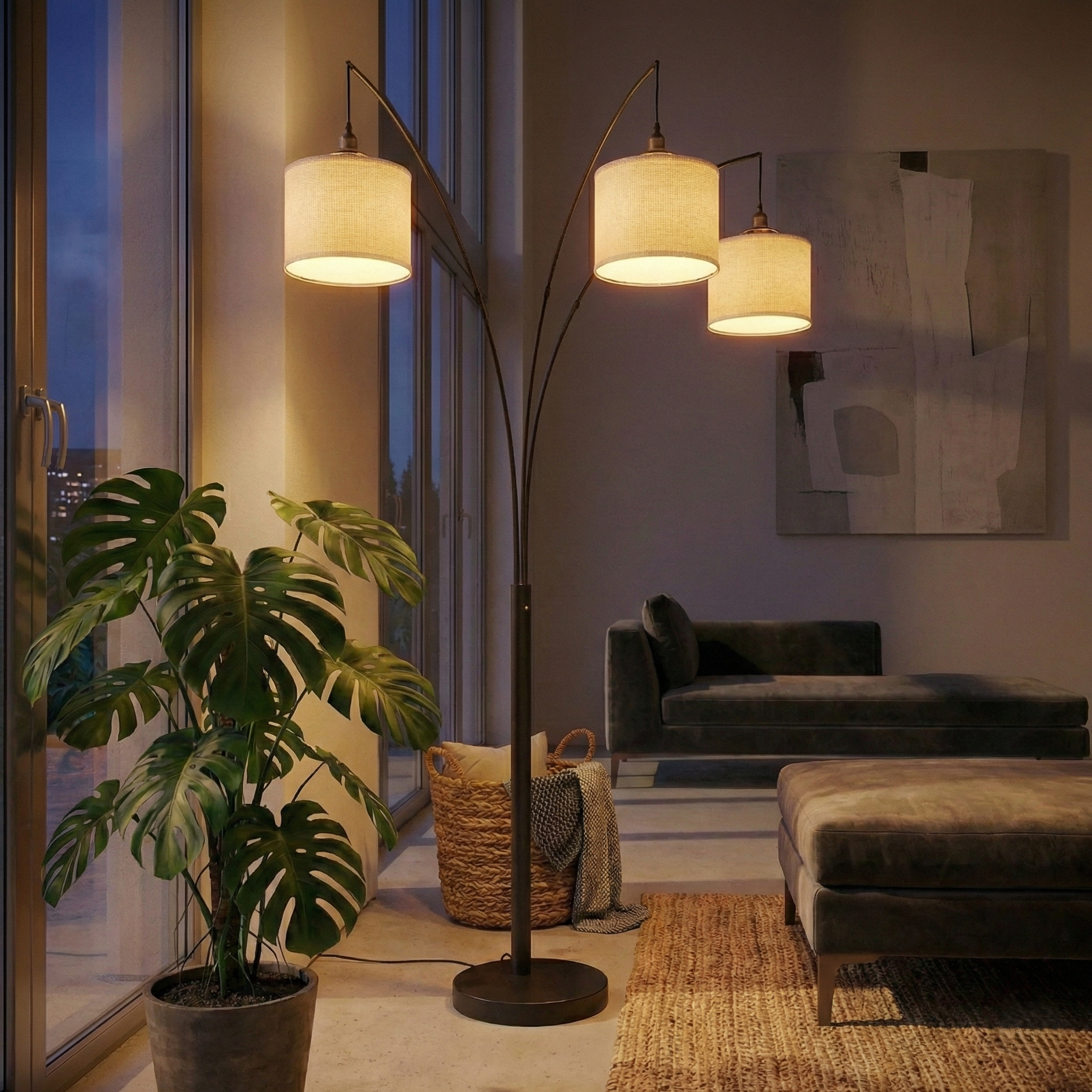 Royal 3-Arm Metal Arc Floor Lamp