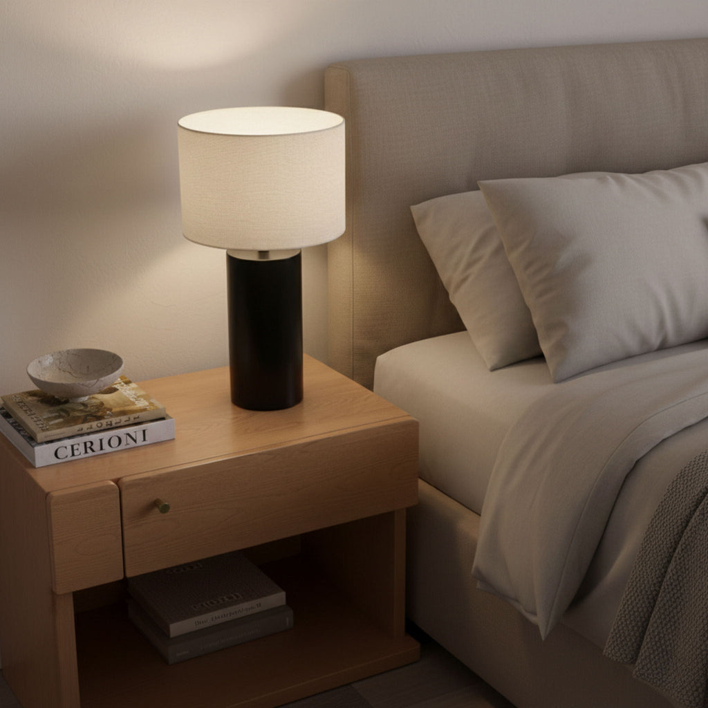 Aura Table Lamp | Sleek Black Block Base Contemporary Table Lamp