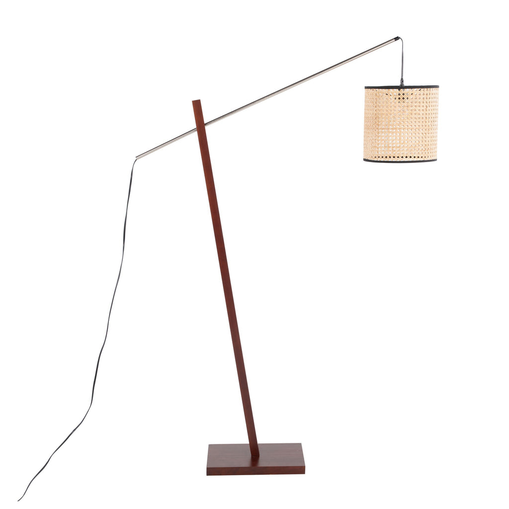 Arturo Wood & Rattan Floor Lamp | Natural Wood Base Floor Lamp