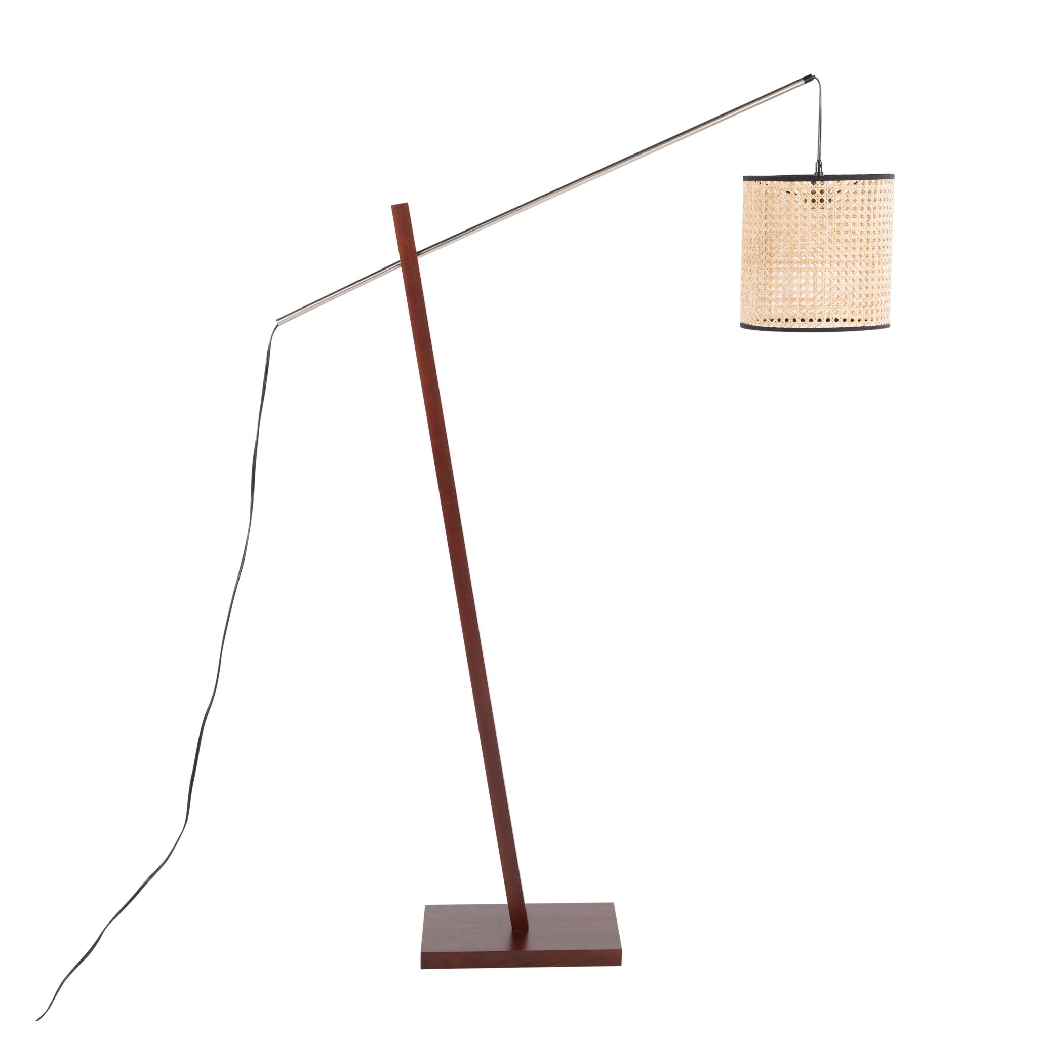 Arturo Wood & Rattan Floor Lamp | Natural Wood Base Floor Lamp