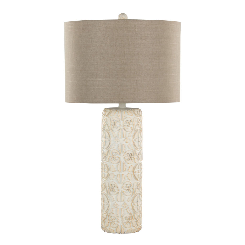 Charlotte Carved Table Lamp Set | Intricately Carved Polyresin Table Lamp Set of 2