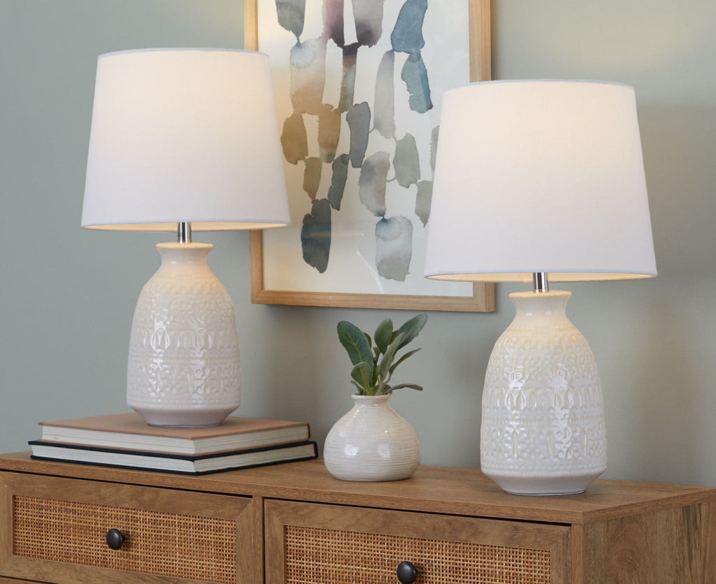 Claudia Vase Table Lamp Set | Textured Ceramic Table Lamp Set of 2