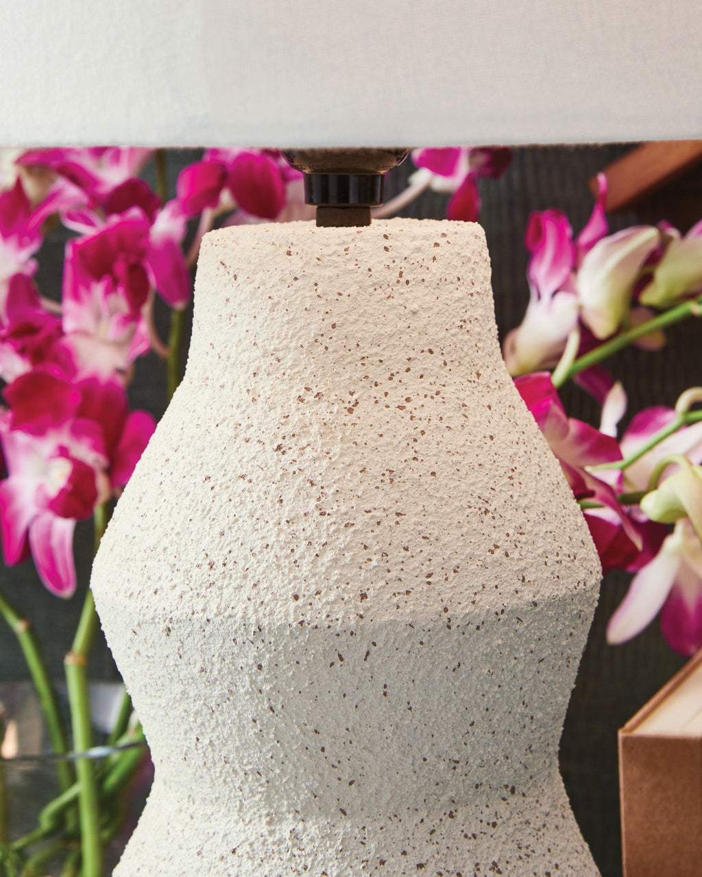 Dawthorne Paper Table Lamp | Hourglass Form Cream Paper Shade Table Lamp