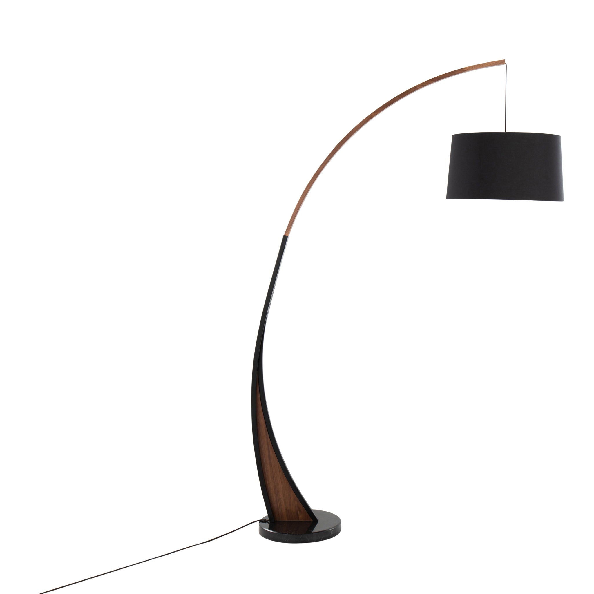 Noah Mid-Century Floor Lamp | Walnut & Metal Arc Floor Lamp