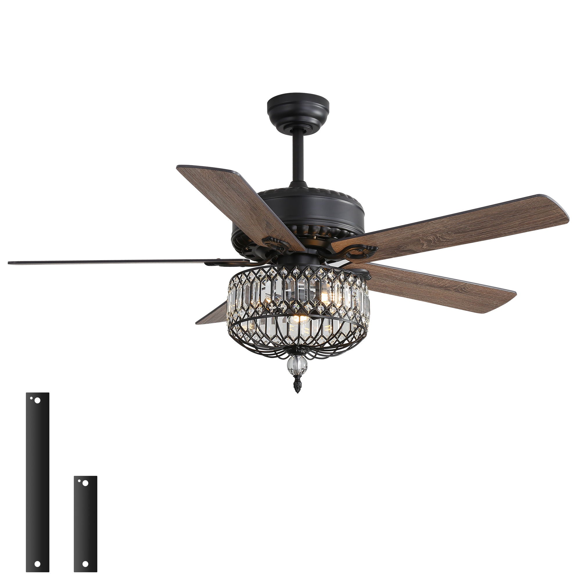 Crystal Lampshade Ceiling Fan | 5-Blade DC Motor Fan with Crystal Pendant Shade