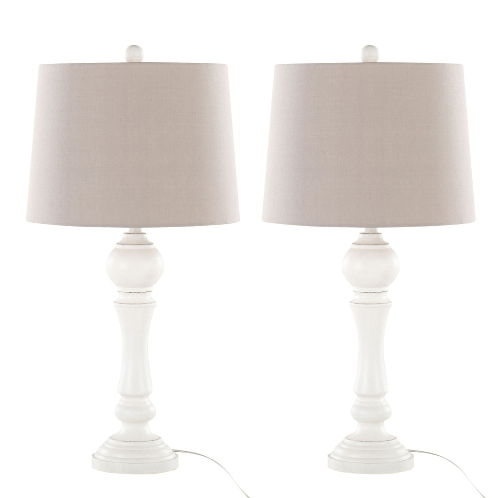 Winston Farmhouse Table Lamp Set | Spindle Body & Woven Shade Table Lamp Set of 2