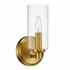 Jardin Single Light Wall Sconce with Clear Ribbed Glass - Satin