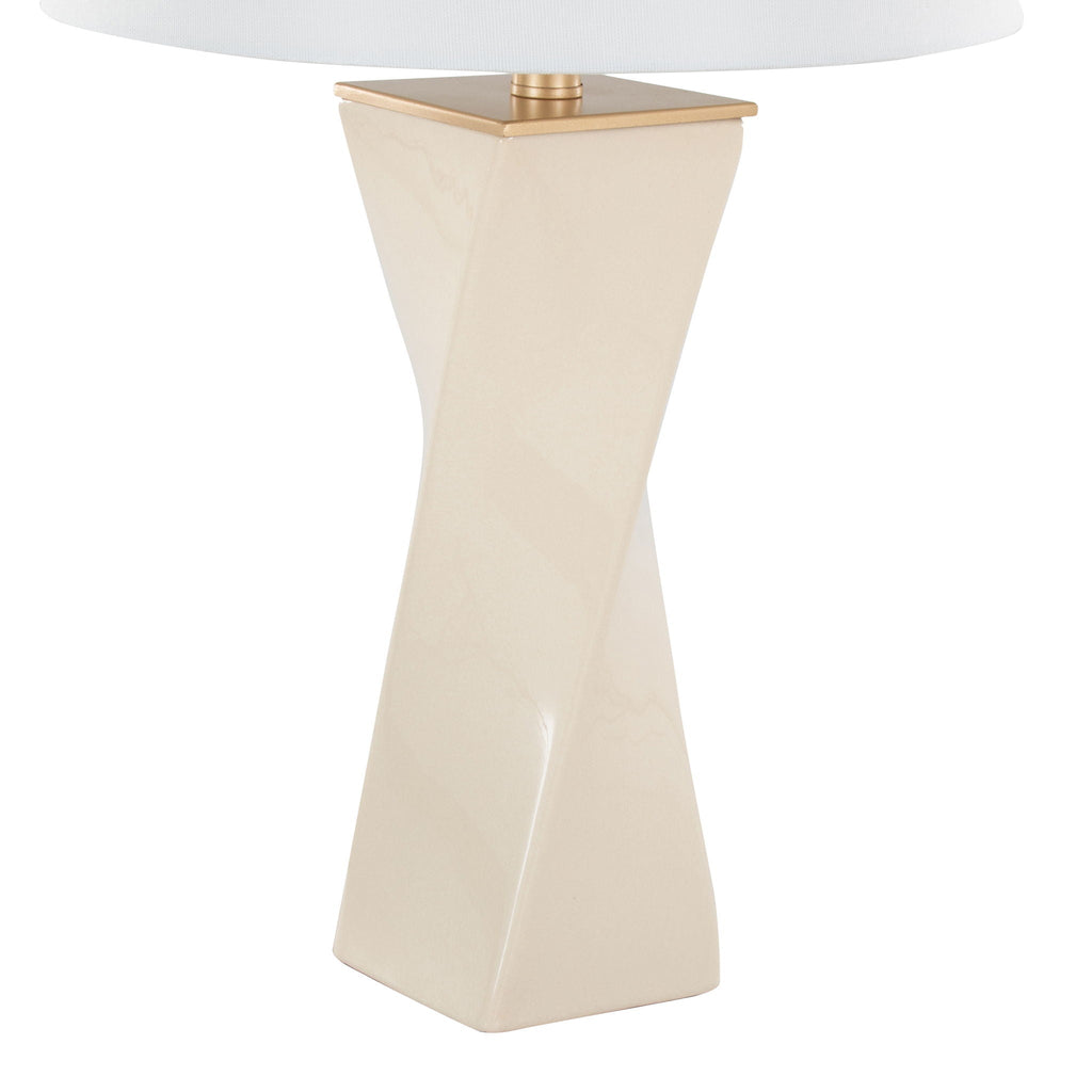 Curvo Square Table Lamp | Twisted Ceramic Contemporary Table Lamp
