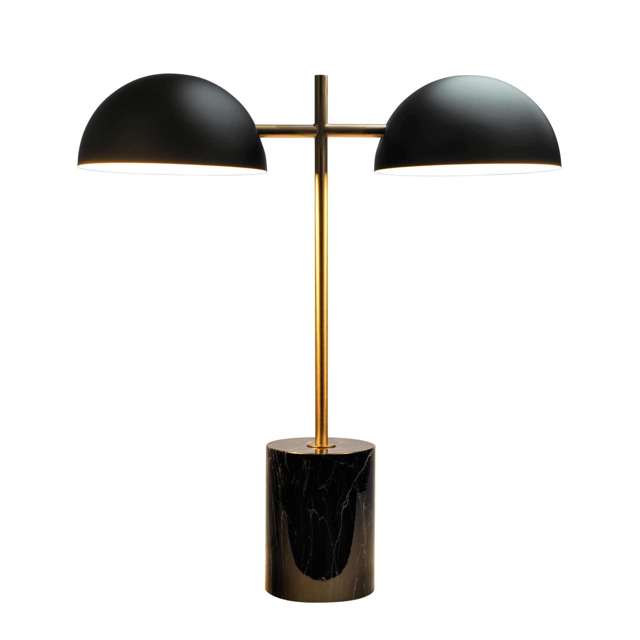 Nova Hydro Double Lamp | Faux Marble Base Dual-Light Table Lamp