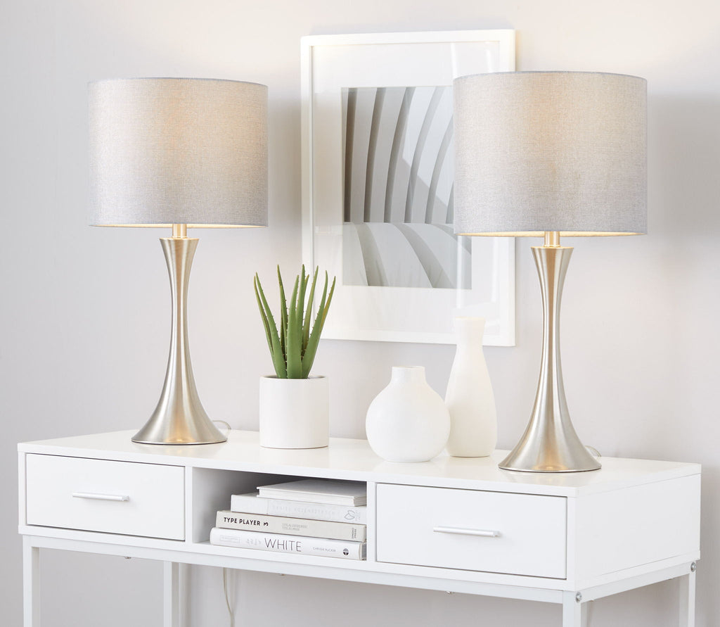 Lenuxe Semi Gloss Table Lamp Set | Hourglass Table Lamp Set of 2