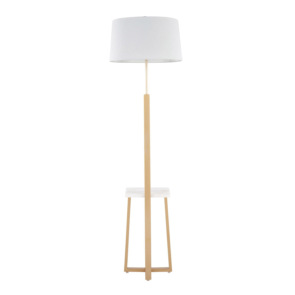 Cosmo Shelf Floor Lamp | Geometric Base Floor Lamp with Integrated Shelf