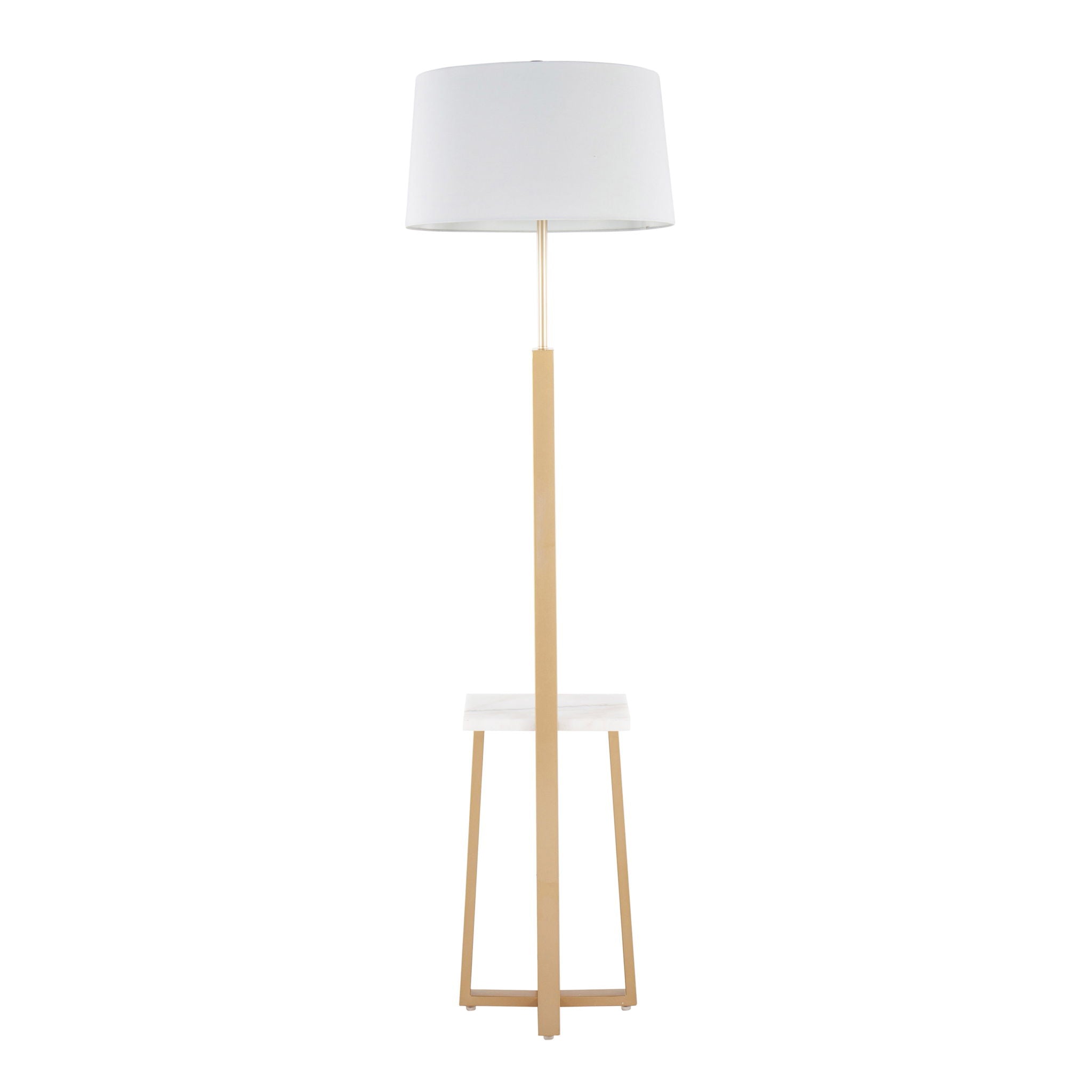 Cosmo Shelf Floor Lamp | Geometric Base Floor Lamp with Integrated Shelf