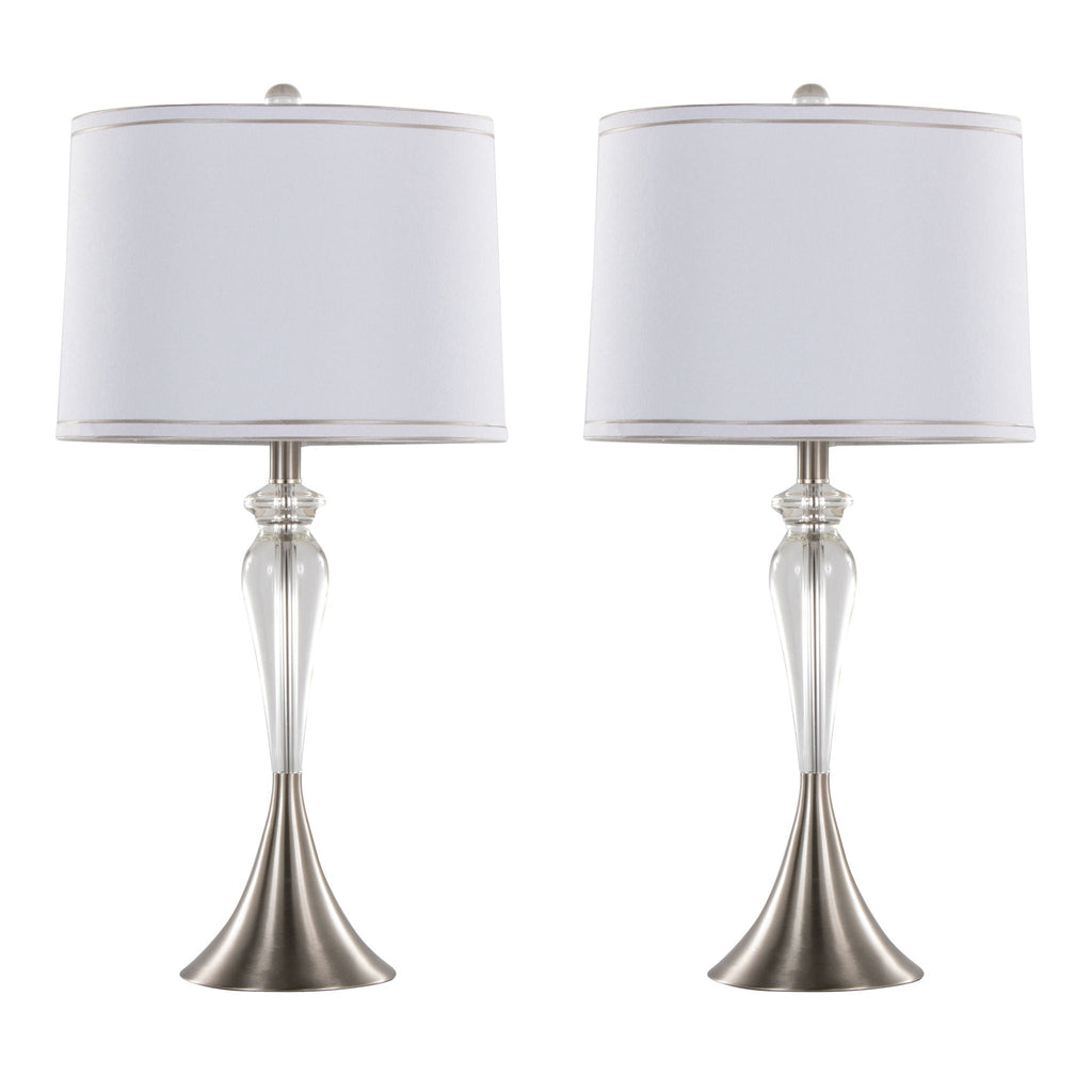 Ashland Crystal Table Lamp Set | Clear Crystal Hourglass Table Lamp Set of 2