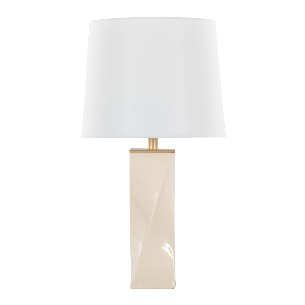 Curvo Square Table Lamp | Twisted Ceramic Contemporary Table Lamp