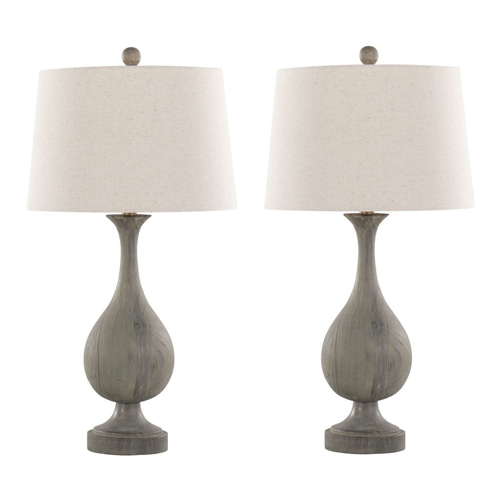 Cipolla Farmhouse Table Lamp Set | Faux Wood Teardrop Table Lamp Set of 2