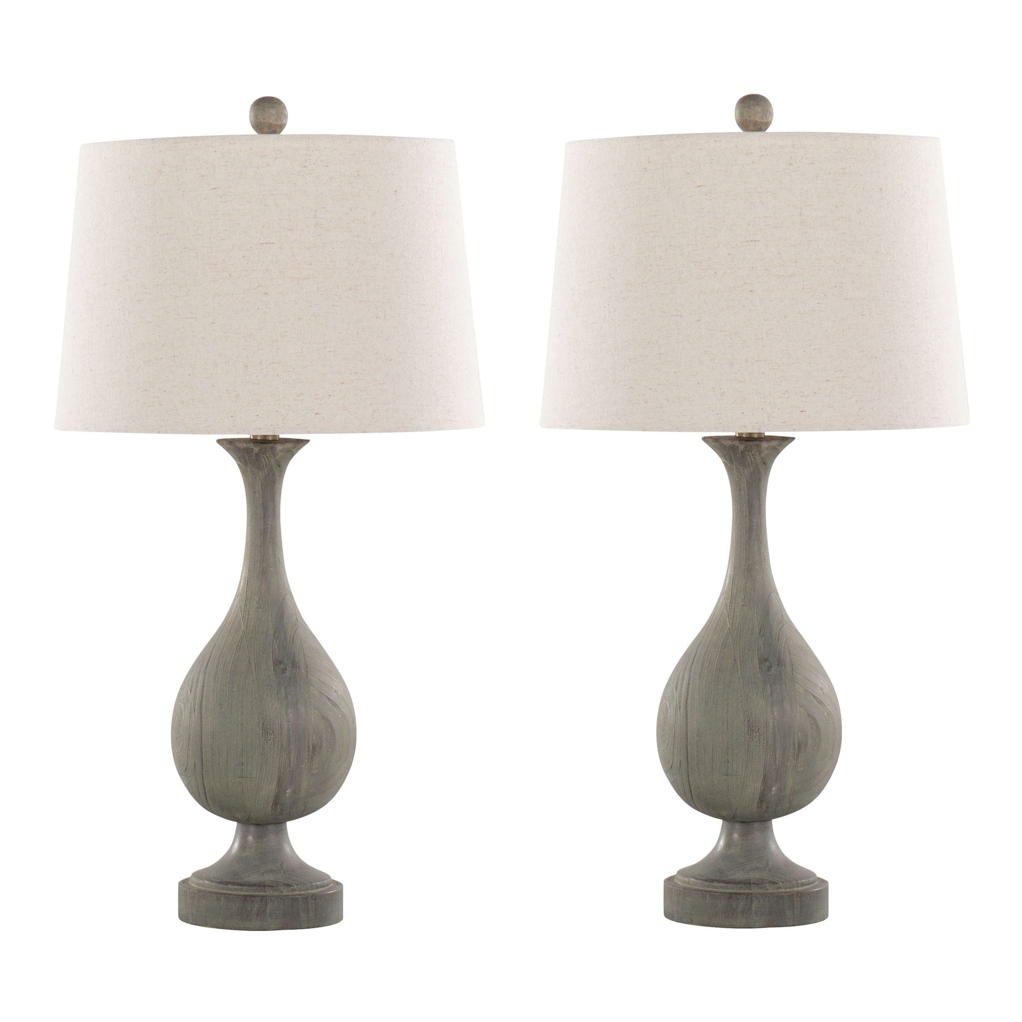 Cipolla Farmhouse Table Lamp Set | Faux Wood Teardrop Table Lamp Set of 2
