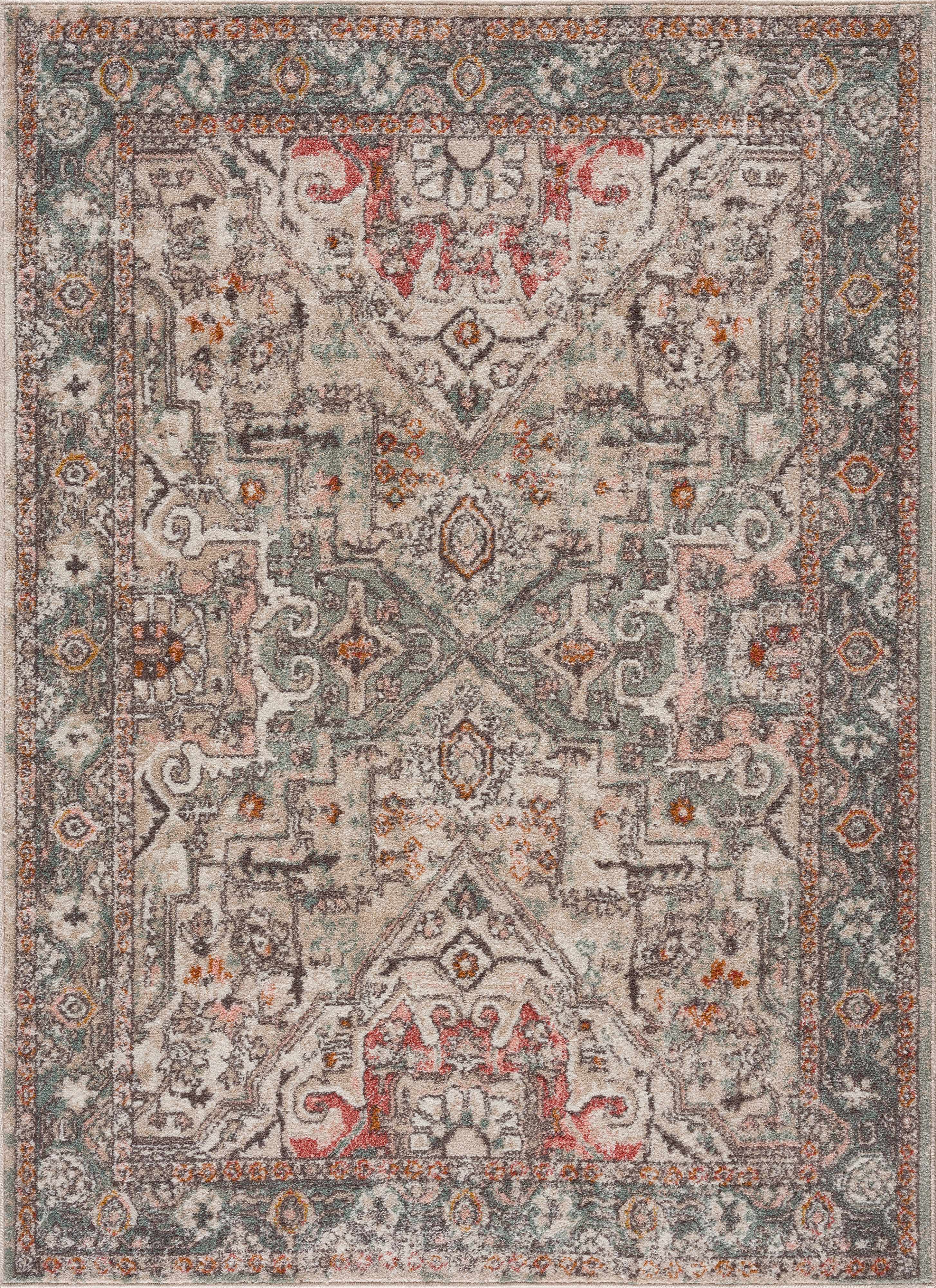 Bolinas Distressed Area Rug | Pink, Red & Blue Tones