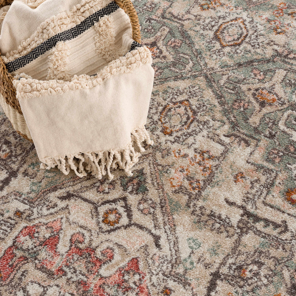 Bolinas Distressed Area Rug | Pink, Red & Blue Tones