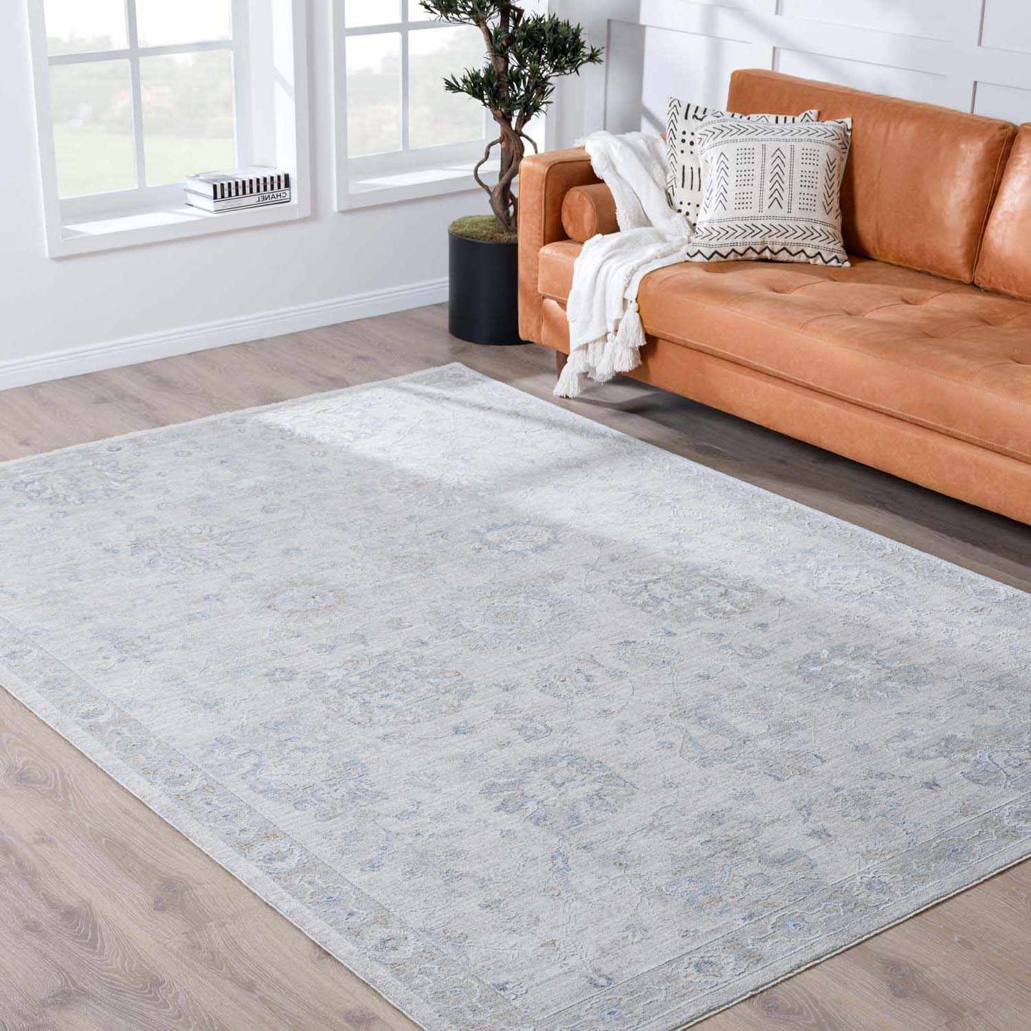 Albuquerque Distressed Area Rug | Beige, Gray & Blue Tones