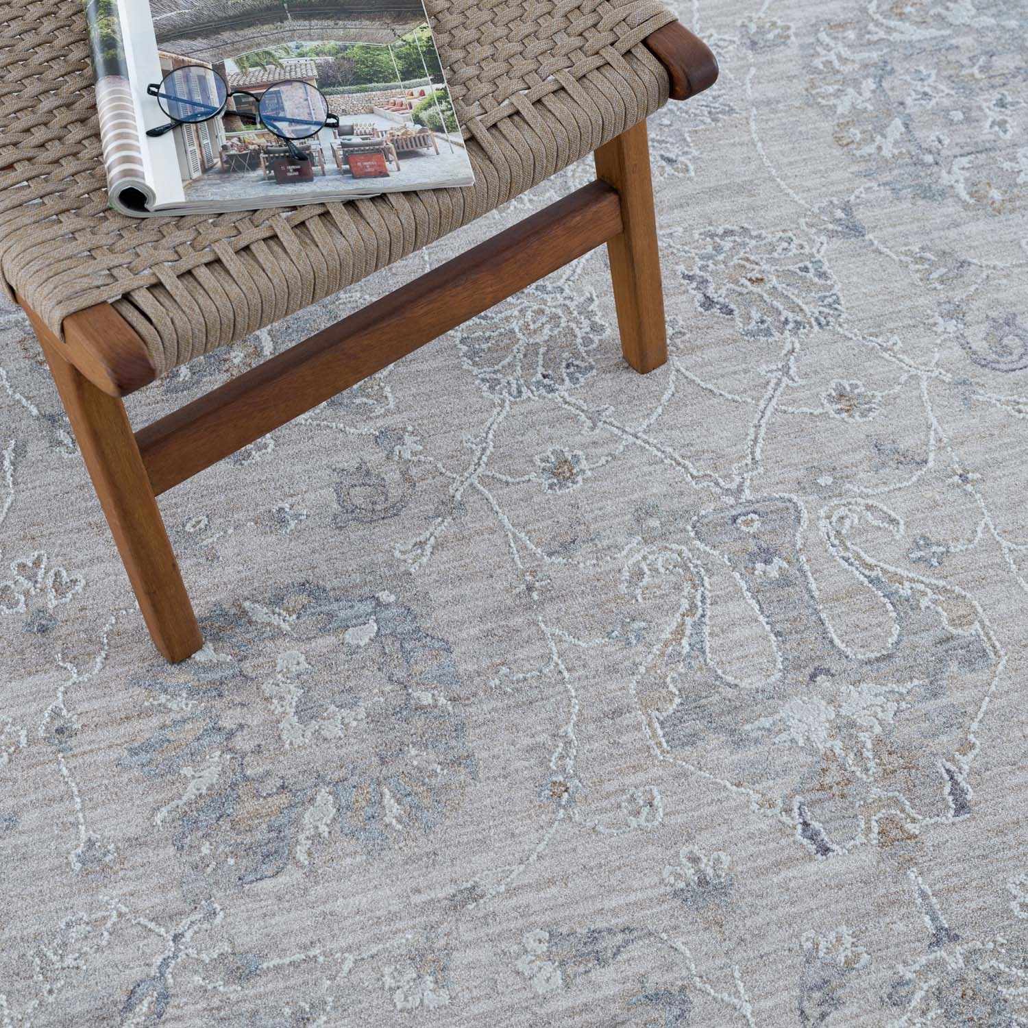 Albuquerque Distressed Area Rug | Beige, Gray & Blue Tones