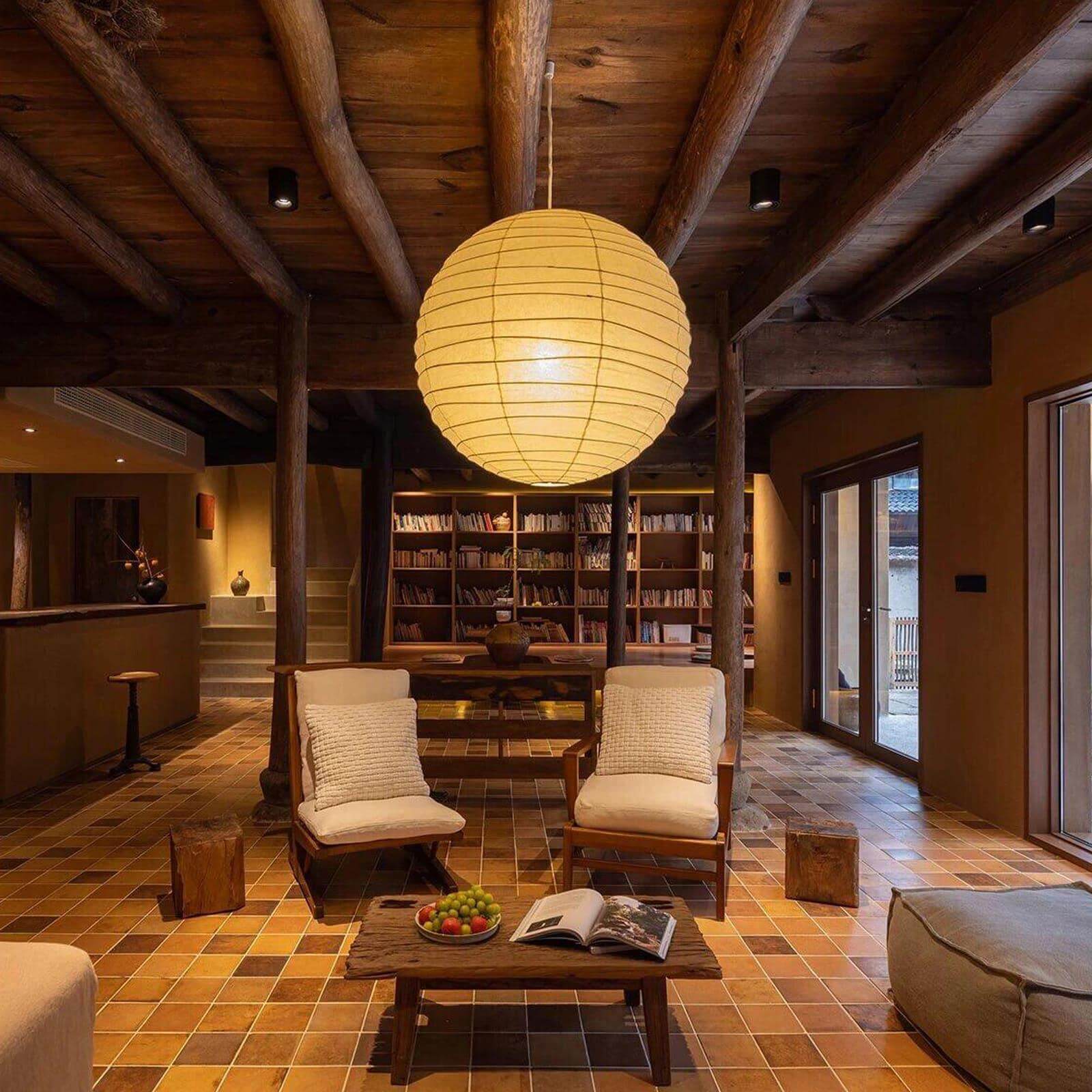 Akari D Series Pendant Lamp | Noguchi-Style Washi Paper & Bamboo Pendant Light – Vinlighting