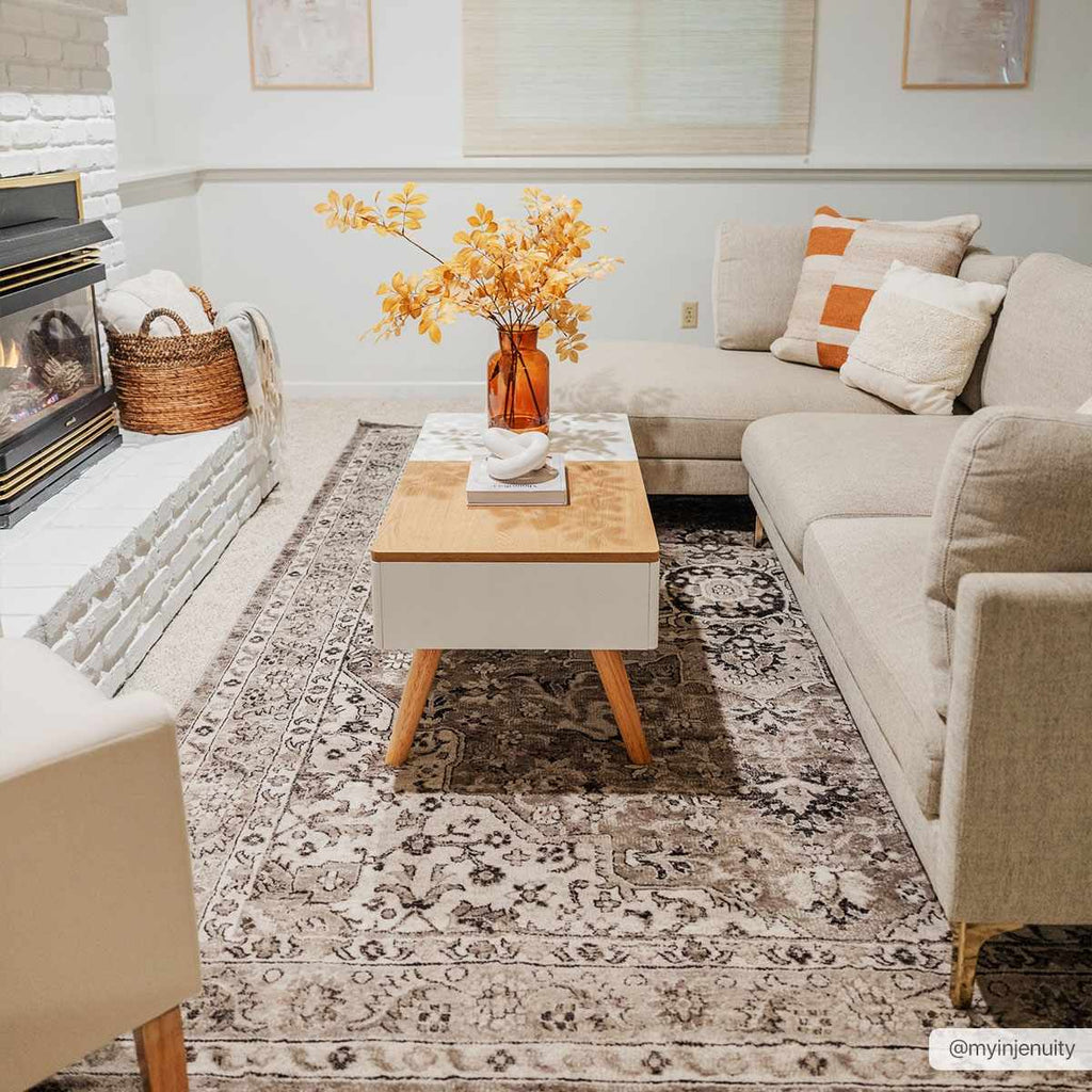 Albie Beige Area Rug | Traditional Iranian-Inspired Design