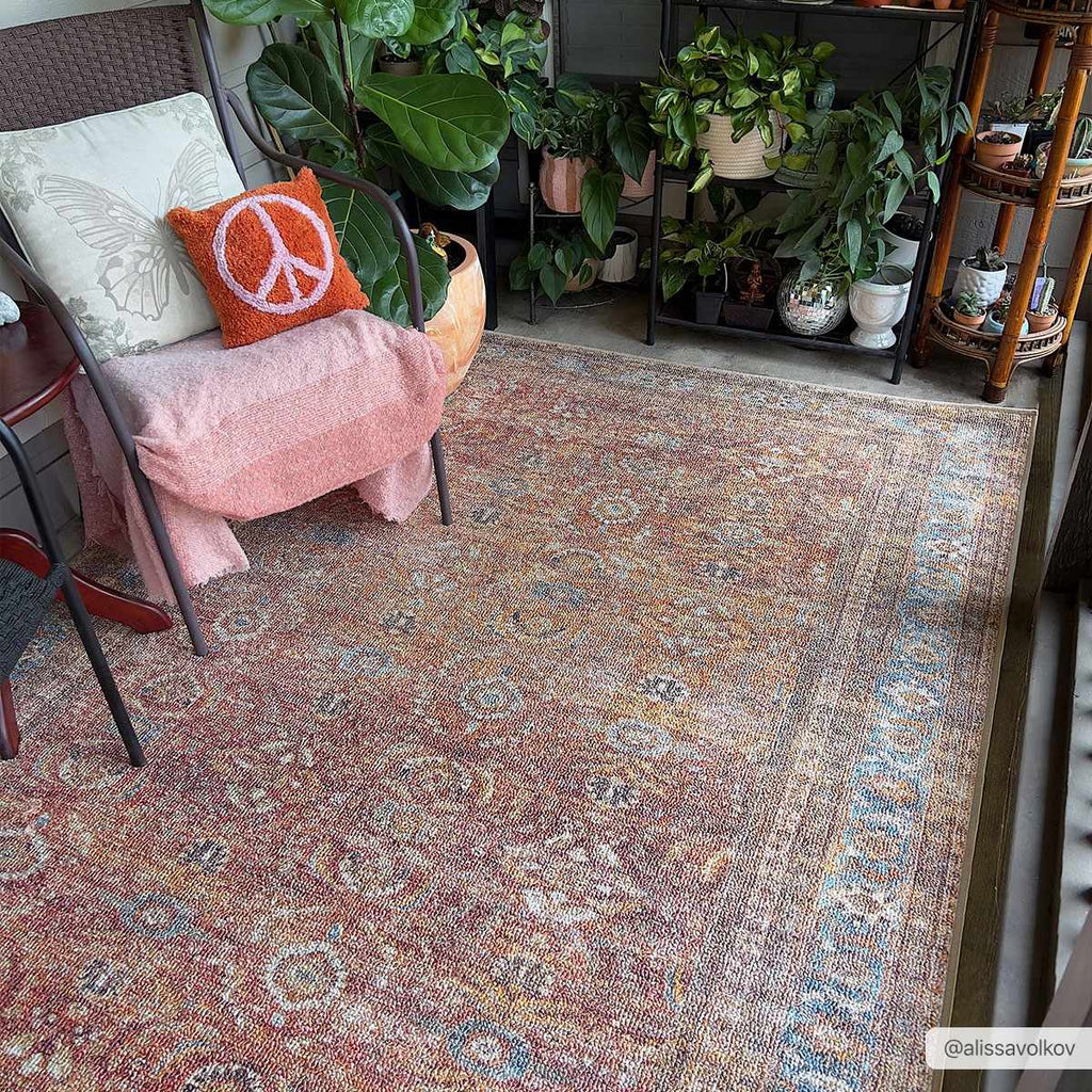 Anshu Peach Washable Area Rug | Vintage Boho Turkish-Inspired Design – Hauteloom
