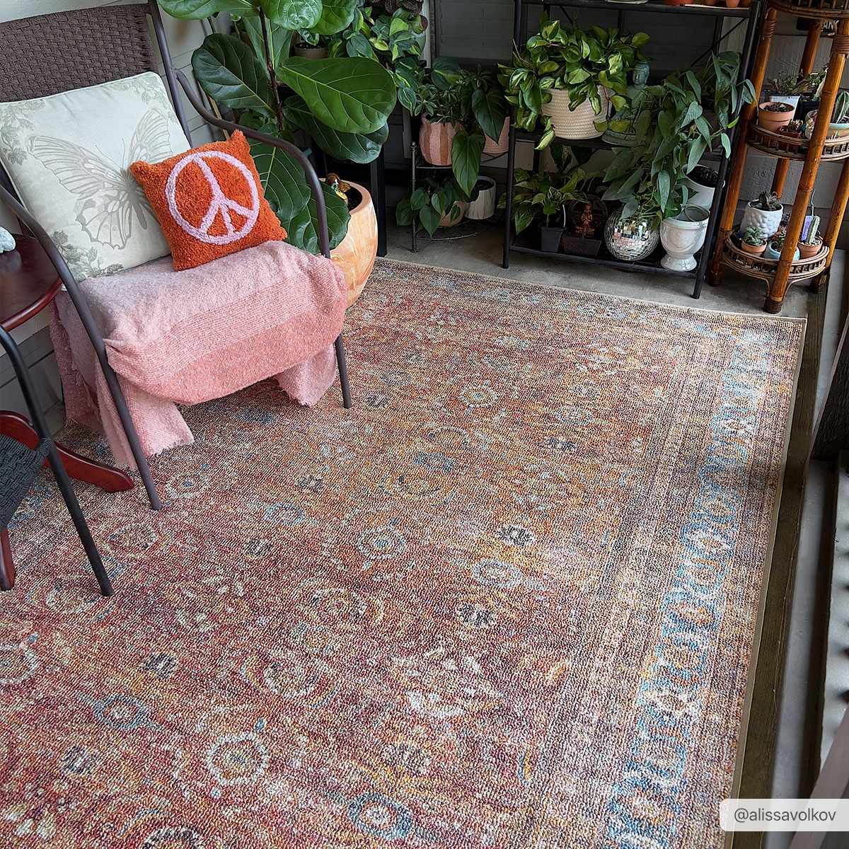 Anshu Peach Washable Area Rug | Vintage Boho Turkish-Inspired Design – Hauteloom