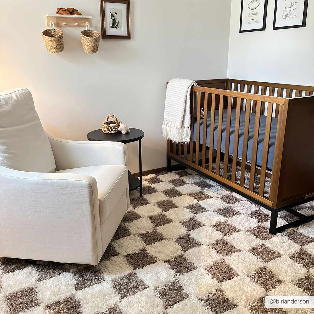 Atira Brown Checkered Area Rug | Warm Plush Geometric Rug – Boutique Rugs