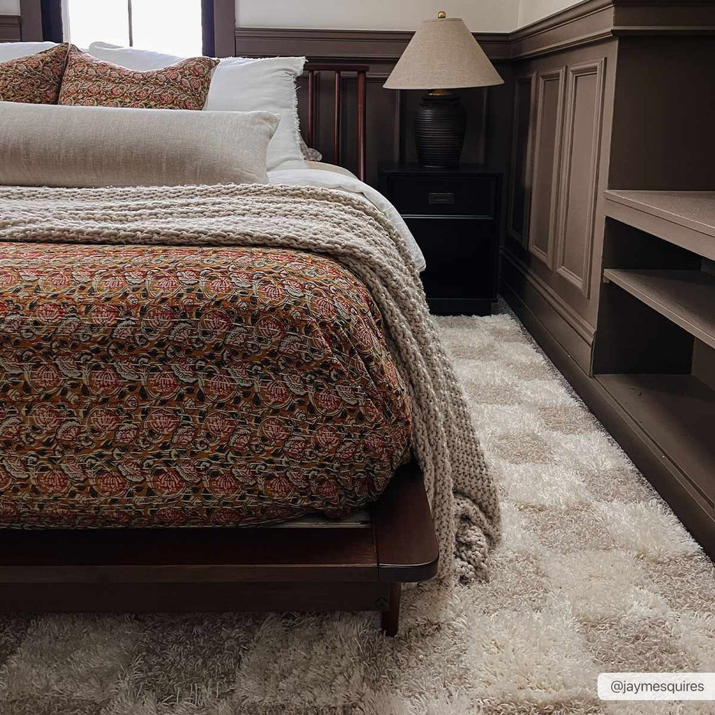 Atira Light Brown Checkered Area Rug | Plush Geometric Rug – Boutique Rugs