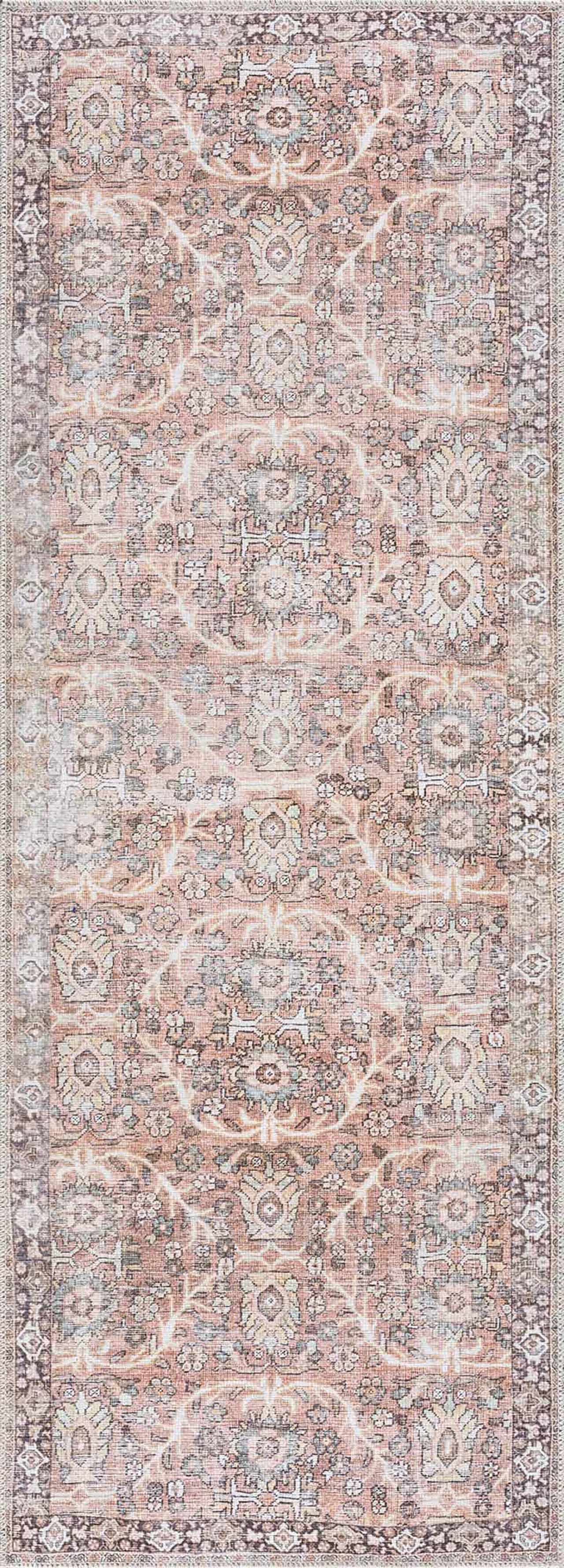 Bian Pink Distressed Washable Area Rug | Durable Everyday Design – Hauteloom