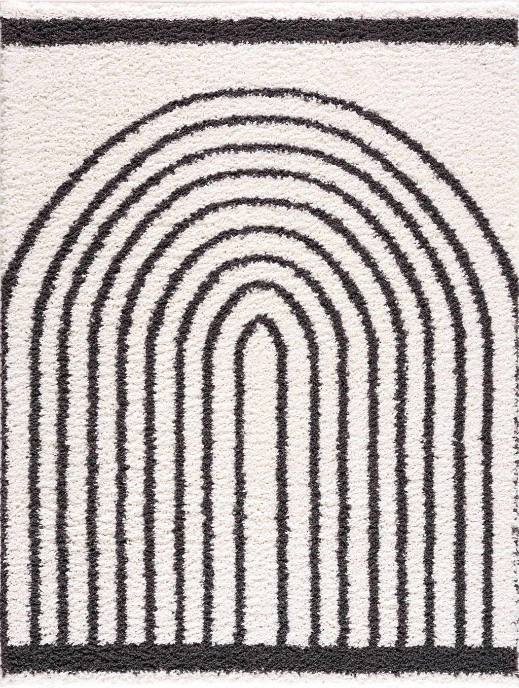 Bauer Black & White Shag Area Rug | Rainbow Design