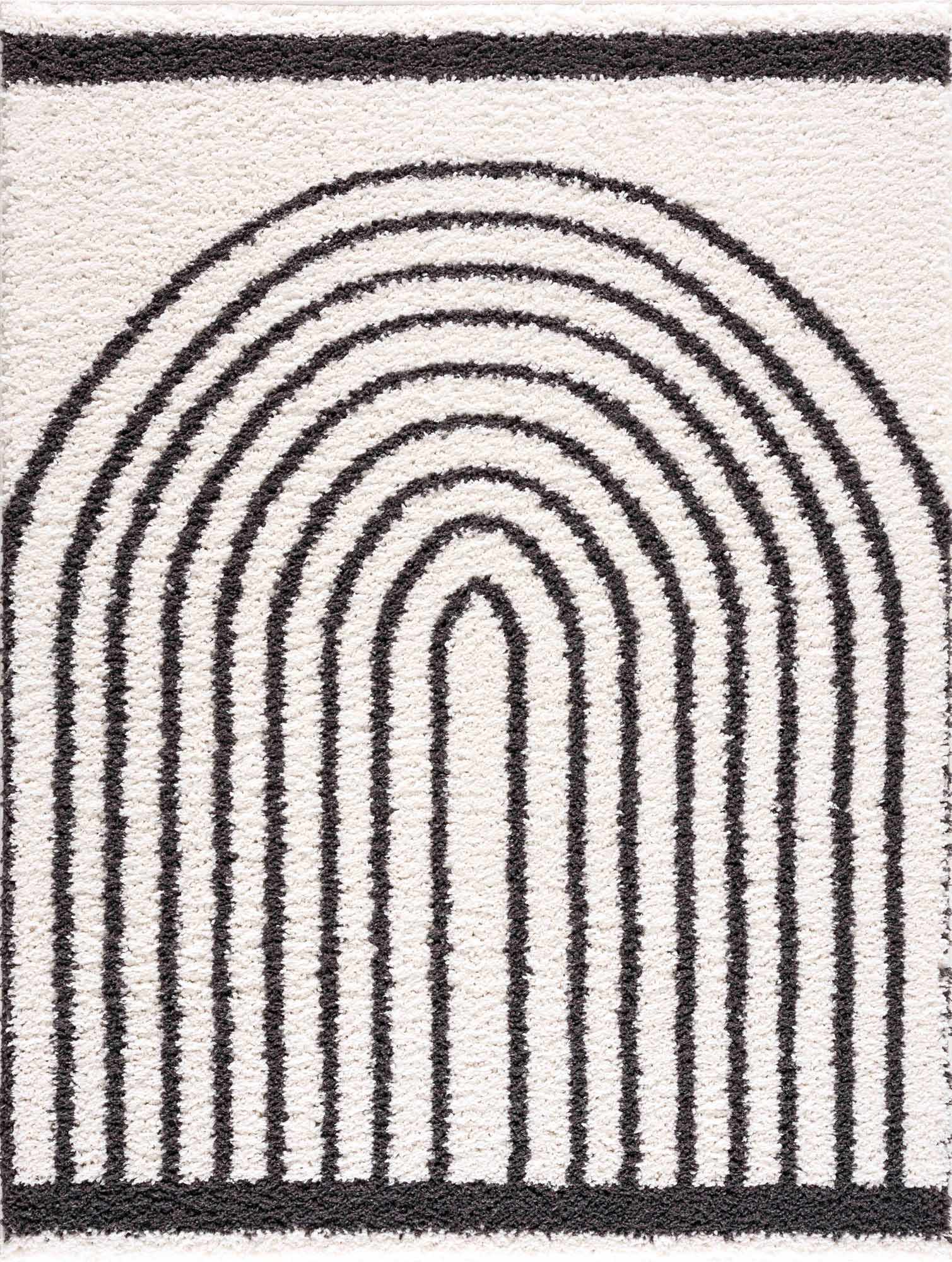 Bauer Black & White Shag Area Rug | Rainbow Design