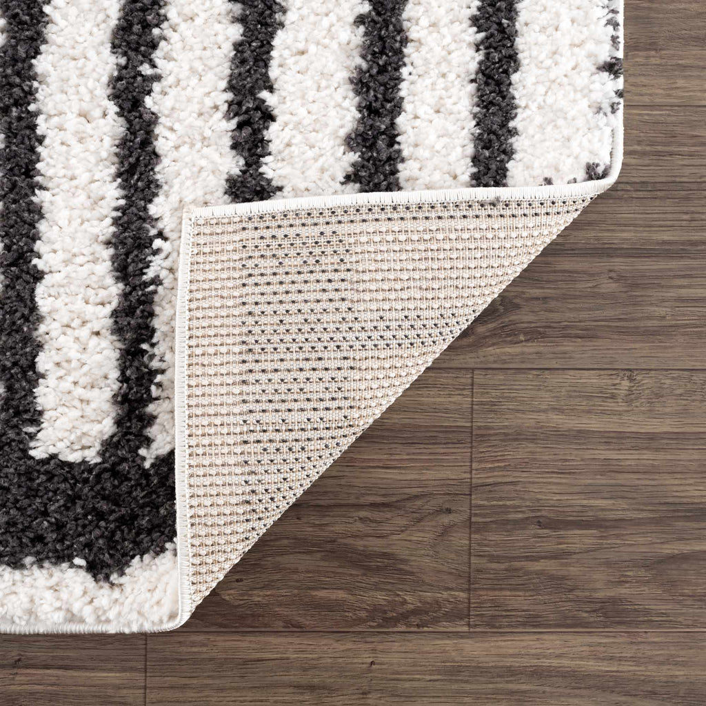 Bauer Black & White Shag Area Rug | Rainbow Design