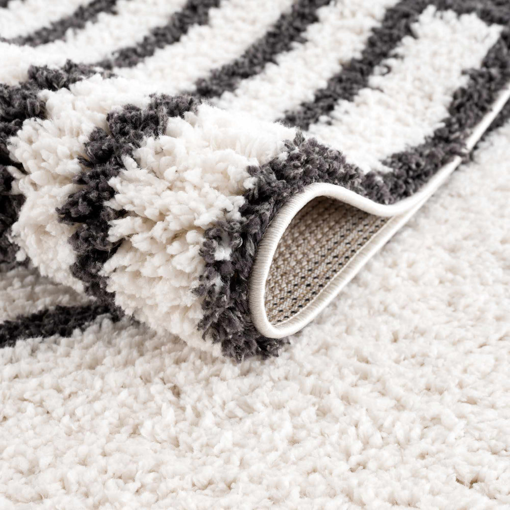 Bauer Black & White Shag Area Rug | Rainbow Design