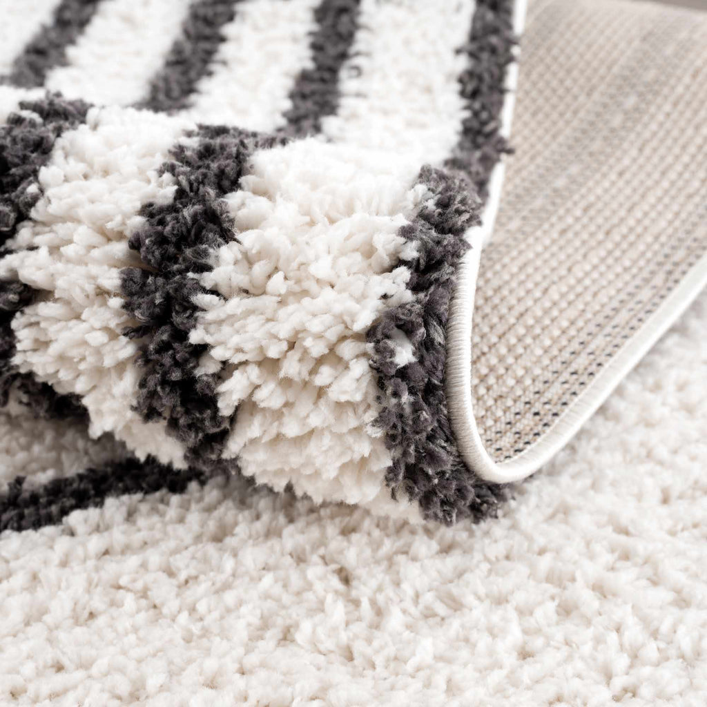 Bauer Black & White Shag Area Rug | Rainbow Design