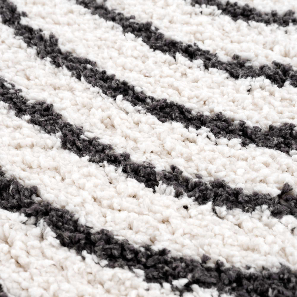 Bauer Black & White Shag Area Rug | Rainbow Design